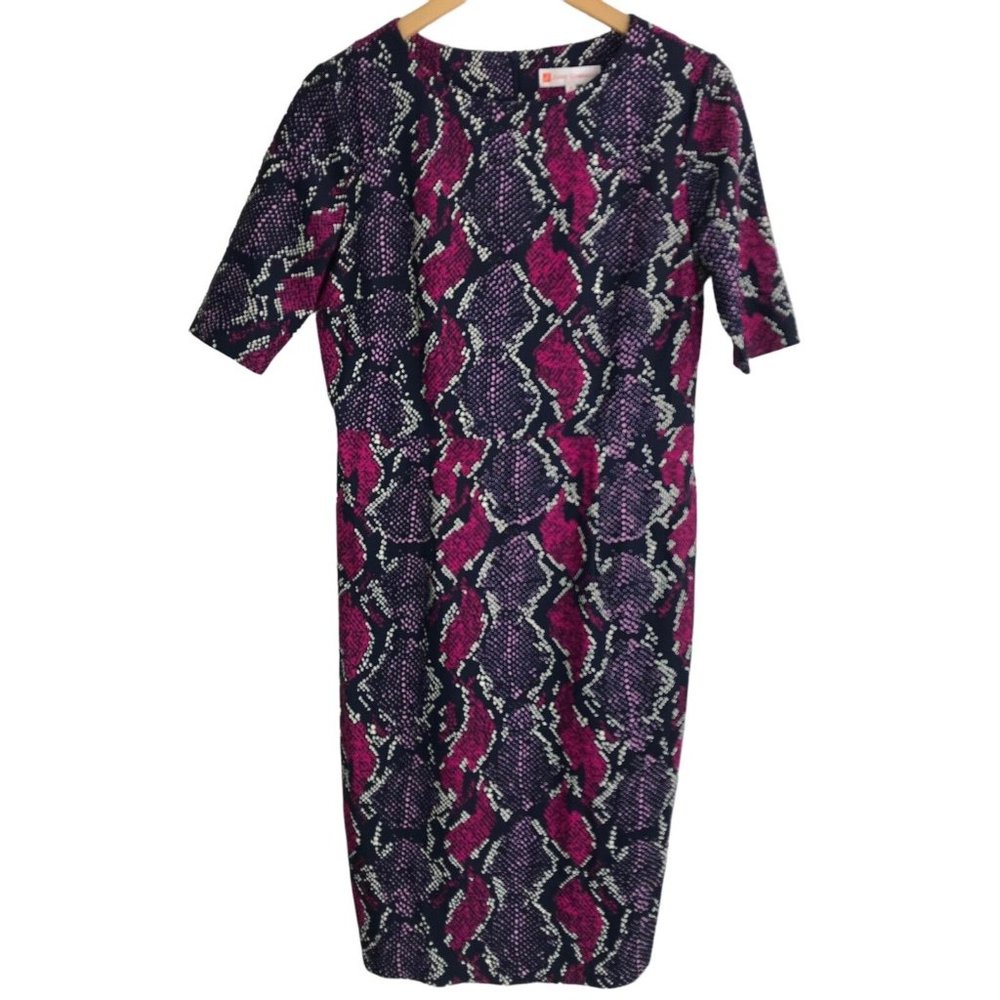 Jude Connally Dress Womens Size Medium M Blue Purple Snake Lizard Long Sleeve
